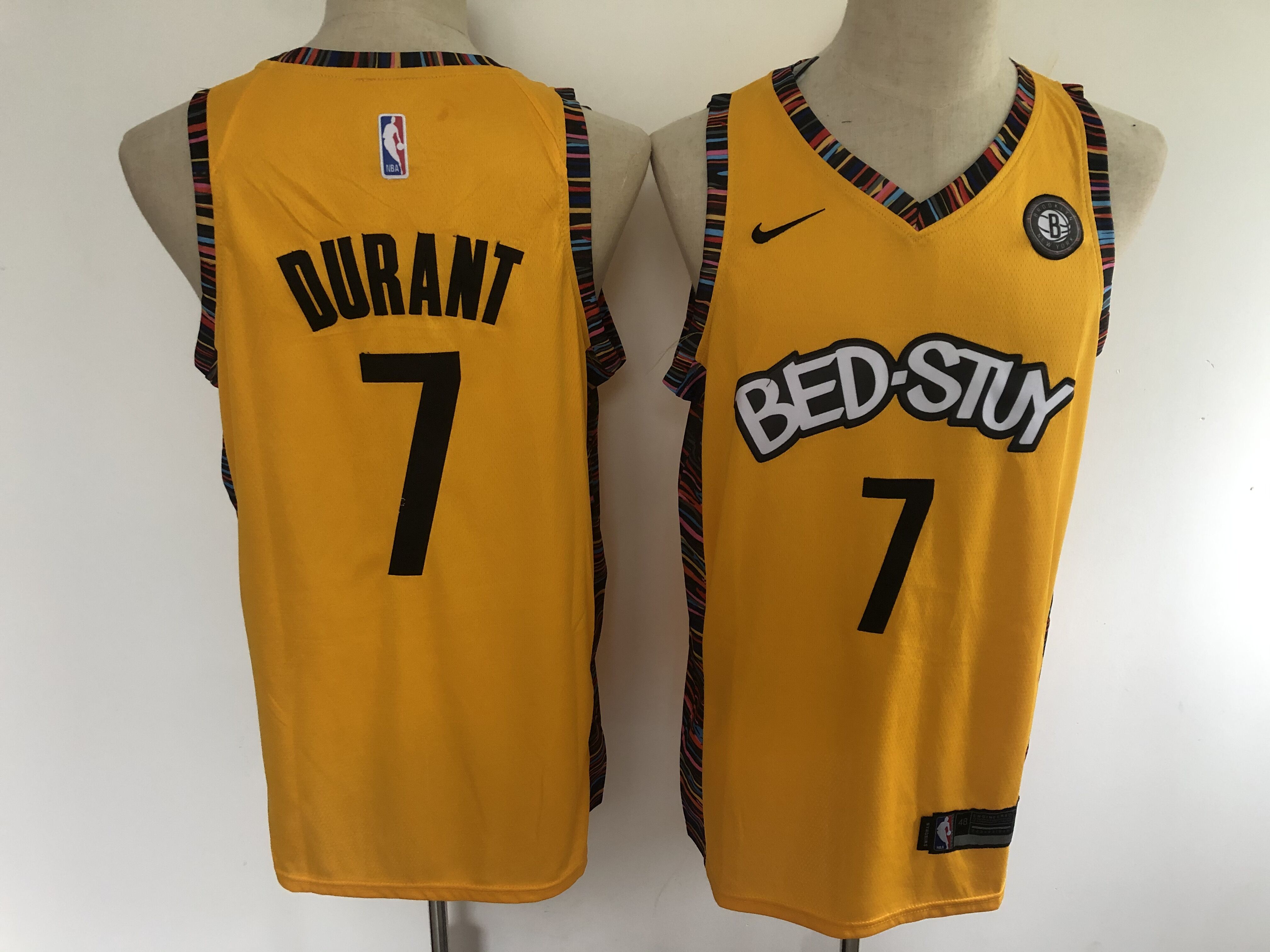 2020 Men Brooklyn Nets 7 Durant yellow Nike Game NBA Jerseys